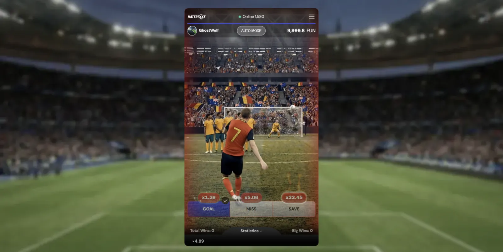 Hattrixxx football betting game free-kick scene
