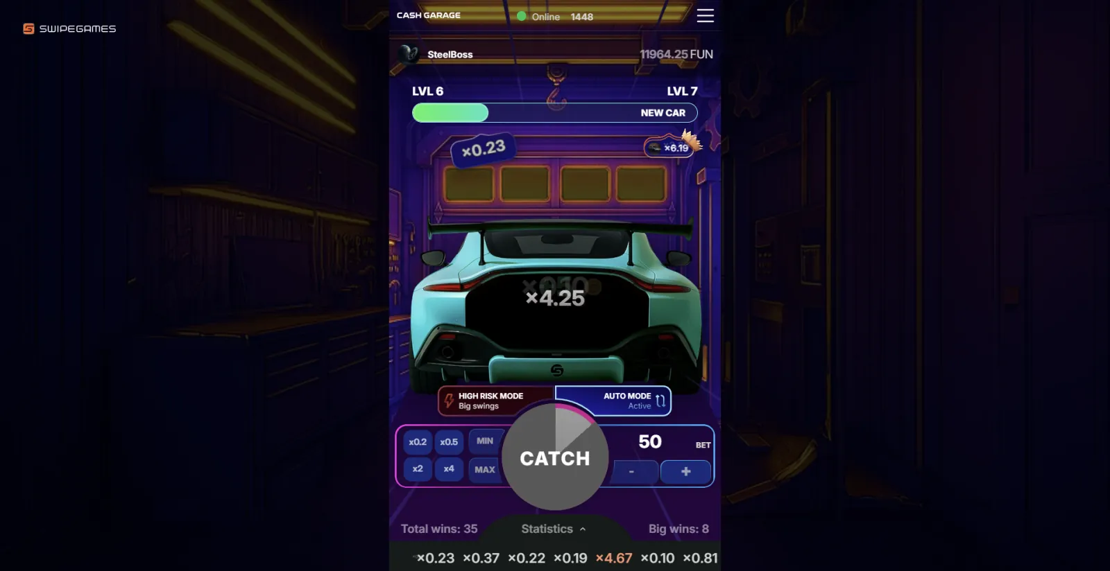 Cash Garage game screen