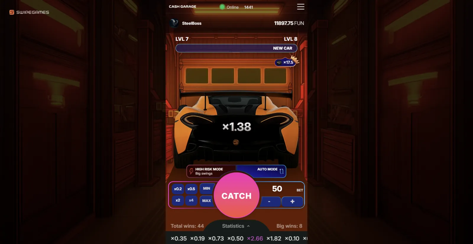 Cash Garage demo with FUN balance
