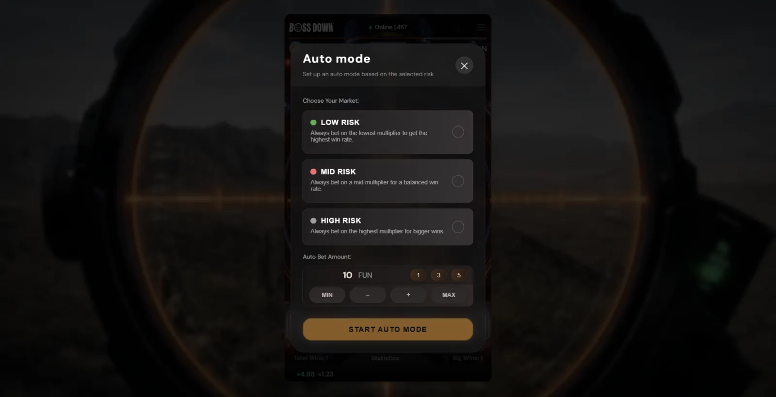 Boss Down Auto Mode panel