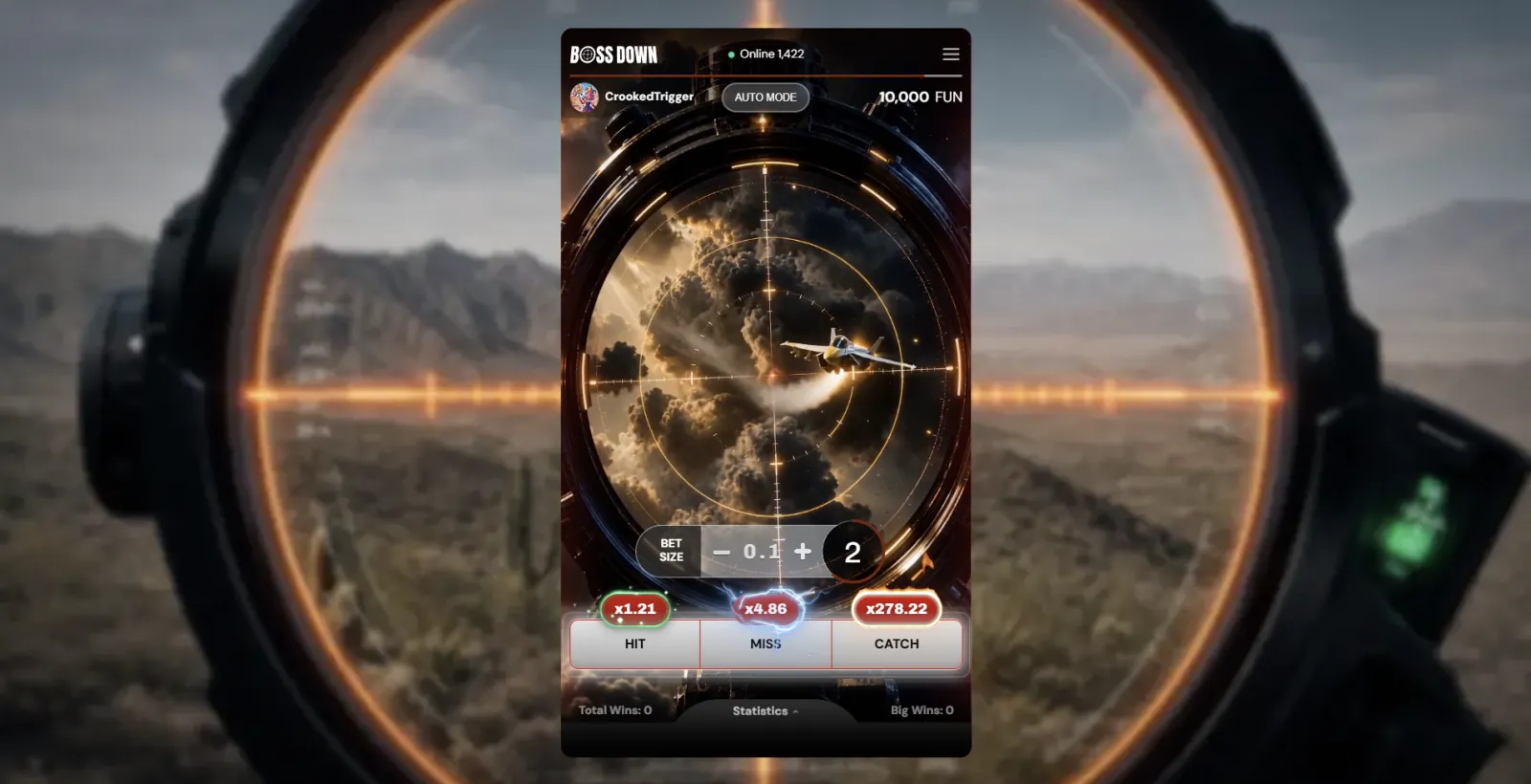 Boss Down swipe game with jet target