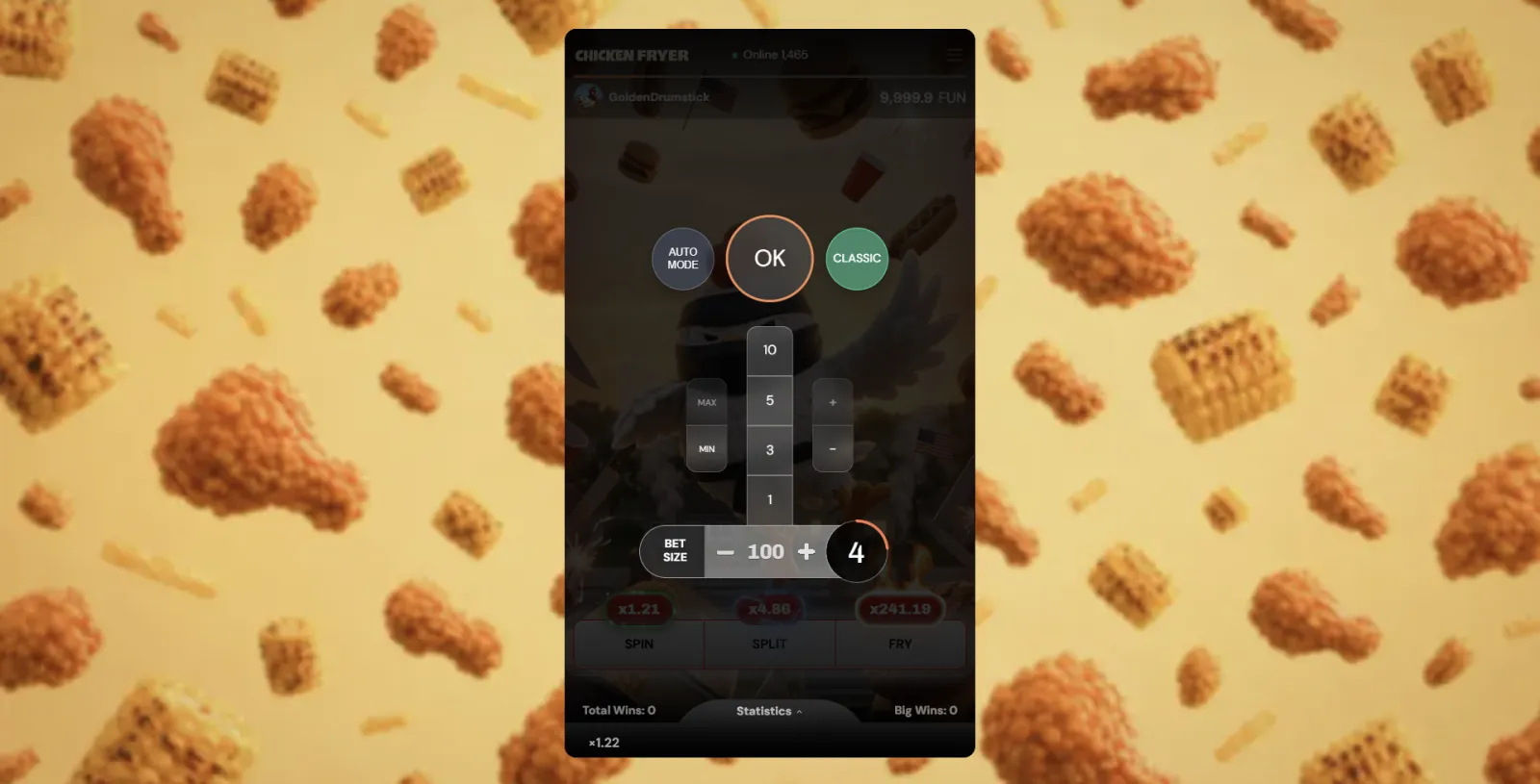 Chicken Fryer bet limits